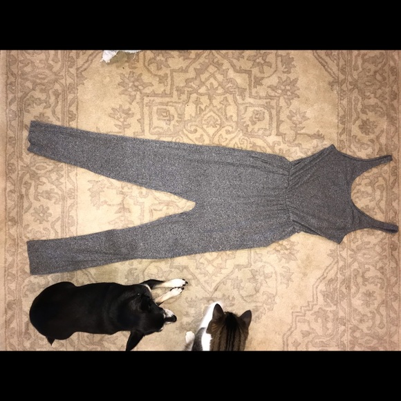 Grey Loose-Fit Jumpsuit w/ 2 Pockets - Picture 1 of 3